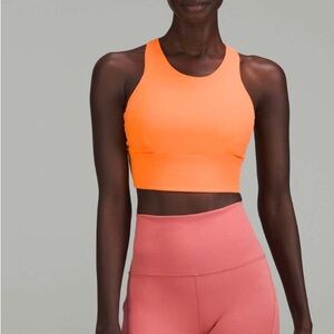 Lululemon Tangerine Wunder Train Longline Bra Size 8